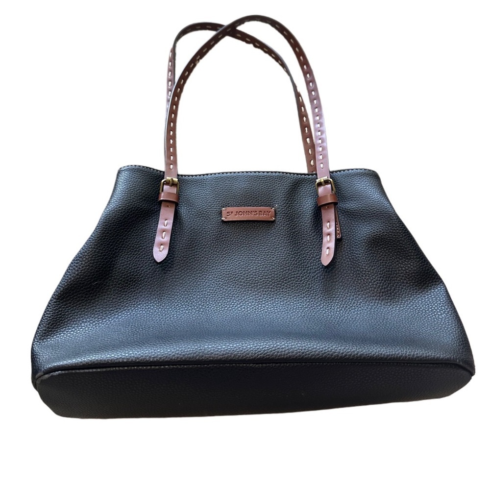 St. John's Bay Black Shoulder Bag with Tan Accents